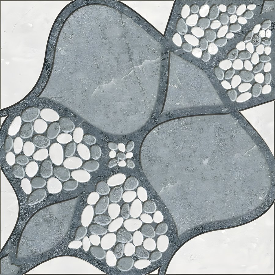 Abstract Gray Floral Pebble Mosaic