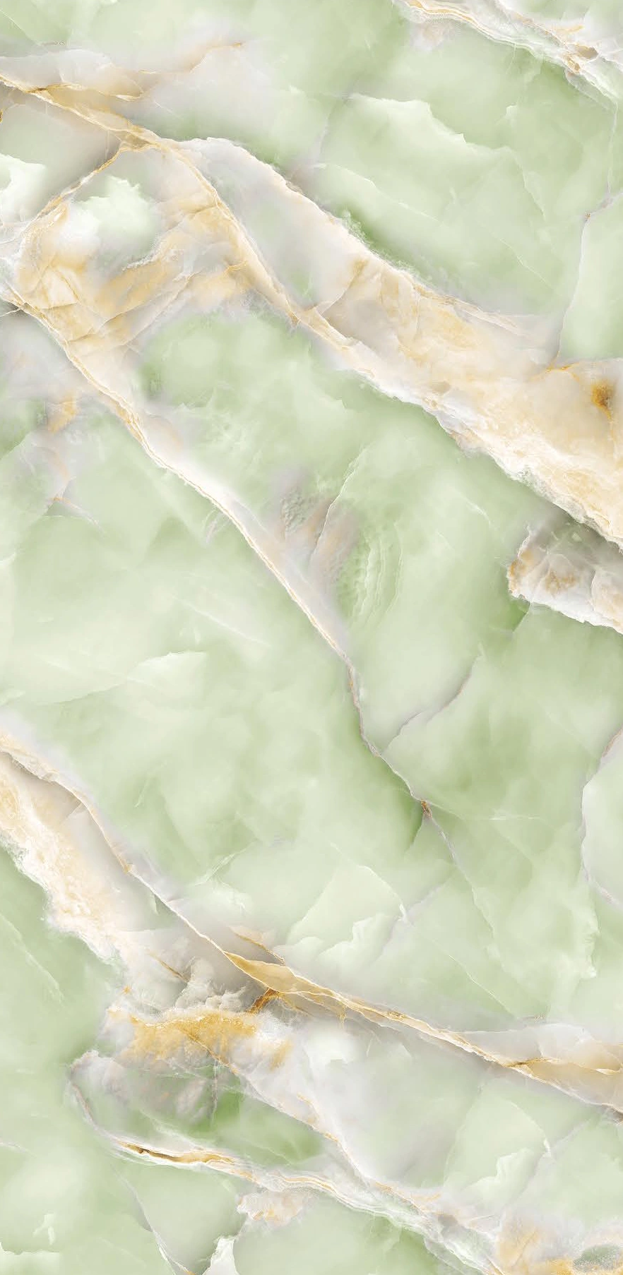 Abstract Light Green Marble Texture with Golden Veins and Smooth Patterns