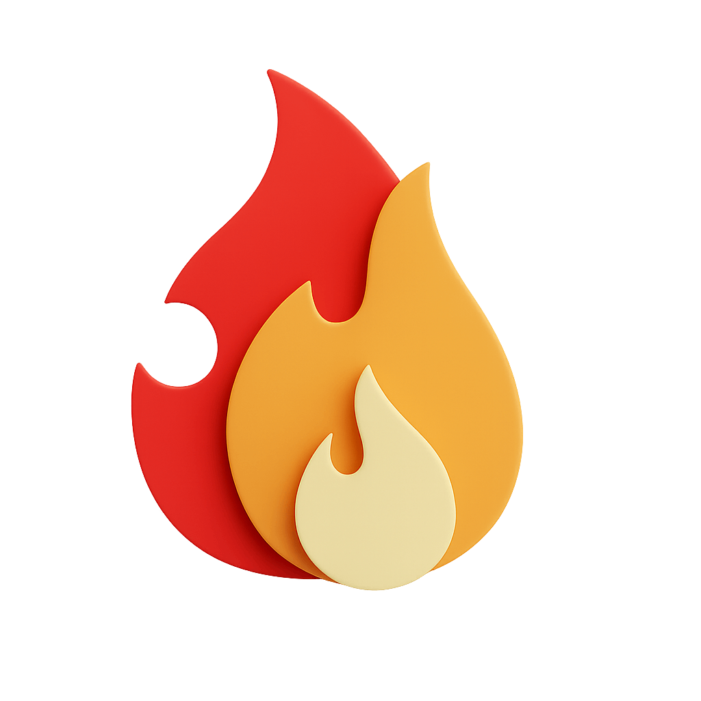 Abstract Multicolor Flame Illustration on Transparent Background
