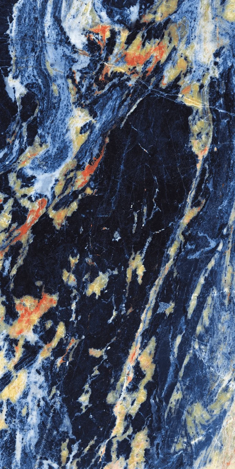 Abstract Natural Stone Texture in Blue and Orange Marble Pattern