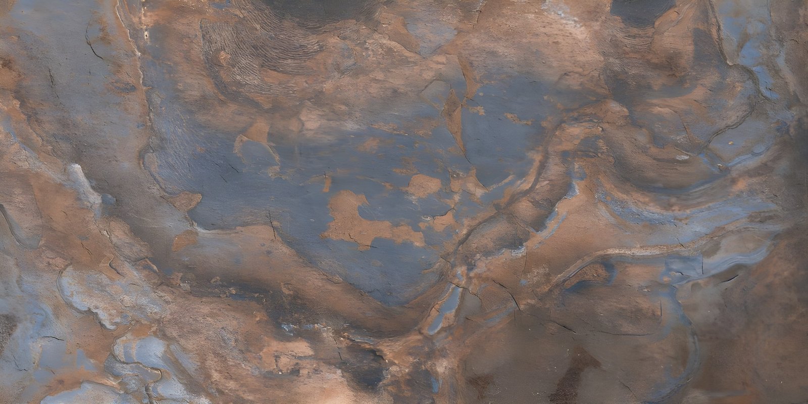 Abstract Oxidized Copper and Blue Stone