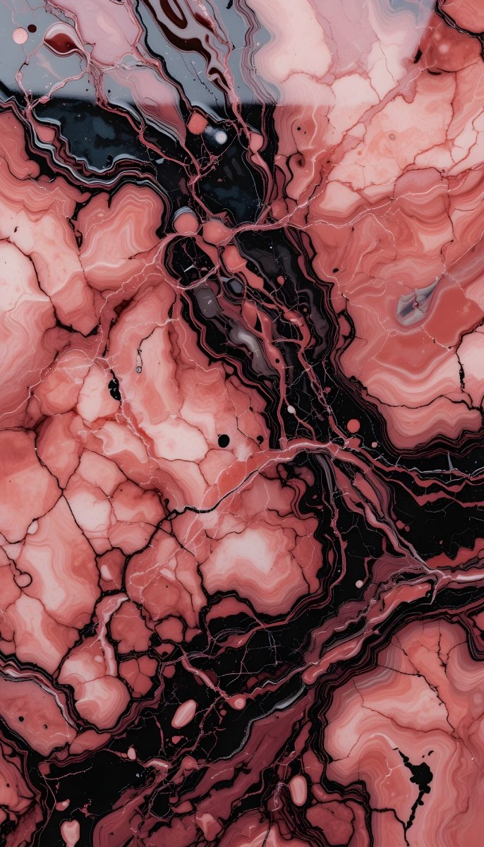 Abstract Pink Black Veined Marble Texture