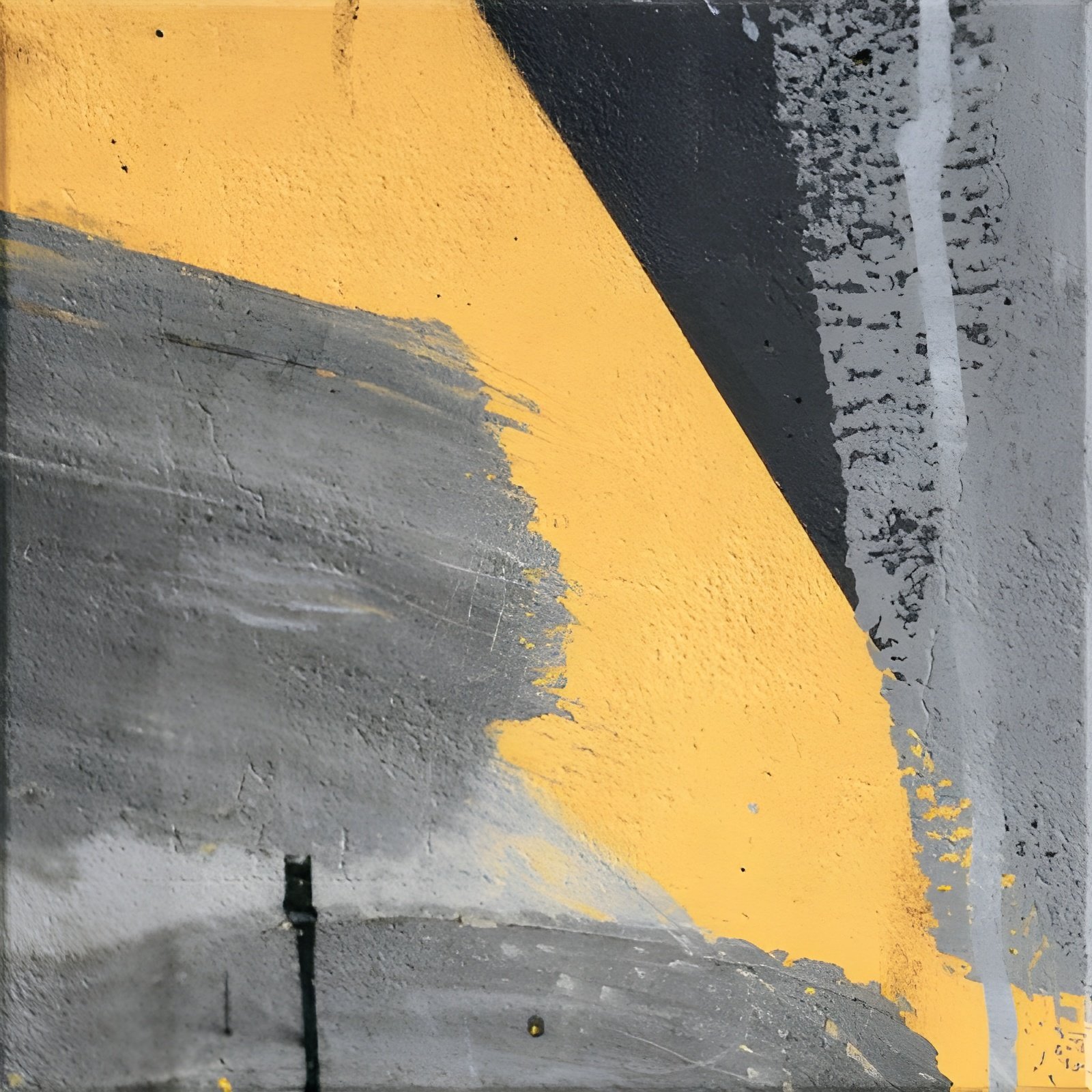 Abstract Street Art Wall Paint Texture With Yellow Arc and Gray Background Crackled Concrete Surface