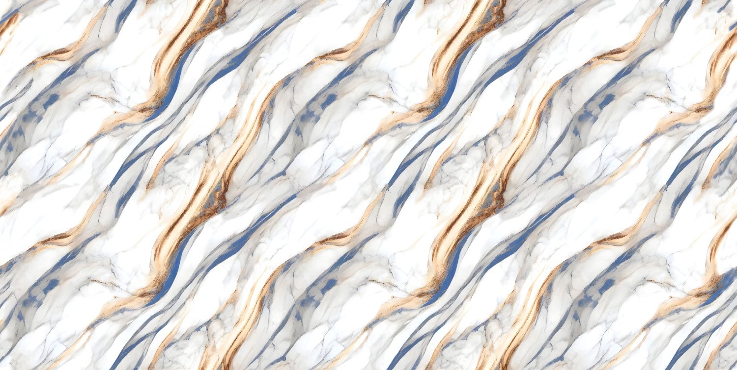 Abstract Swirling Marble Tile with Blue Gold