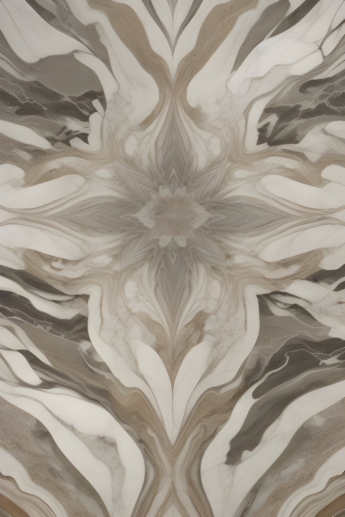 Abstract Symmetric Flower Marble Bookmatch Design