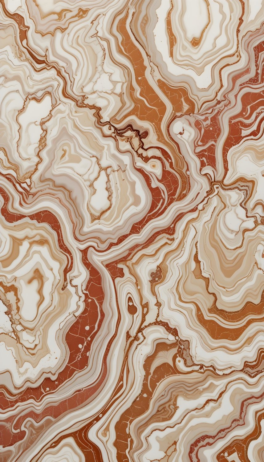 Abstract Terracotta and White Flowing Marble