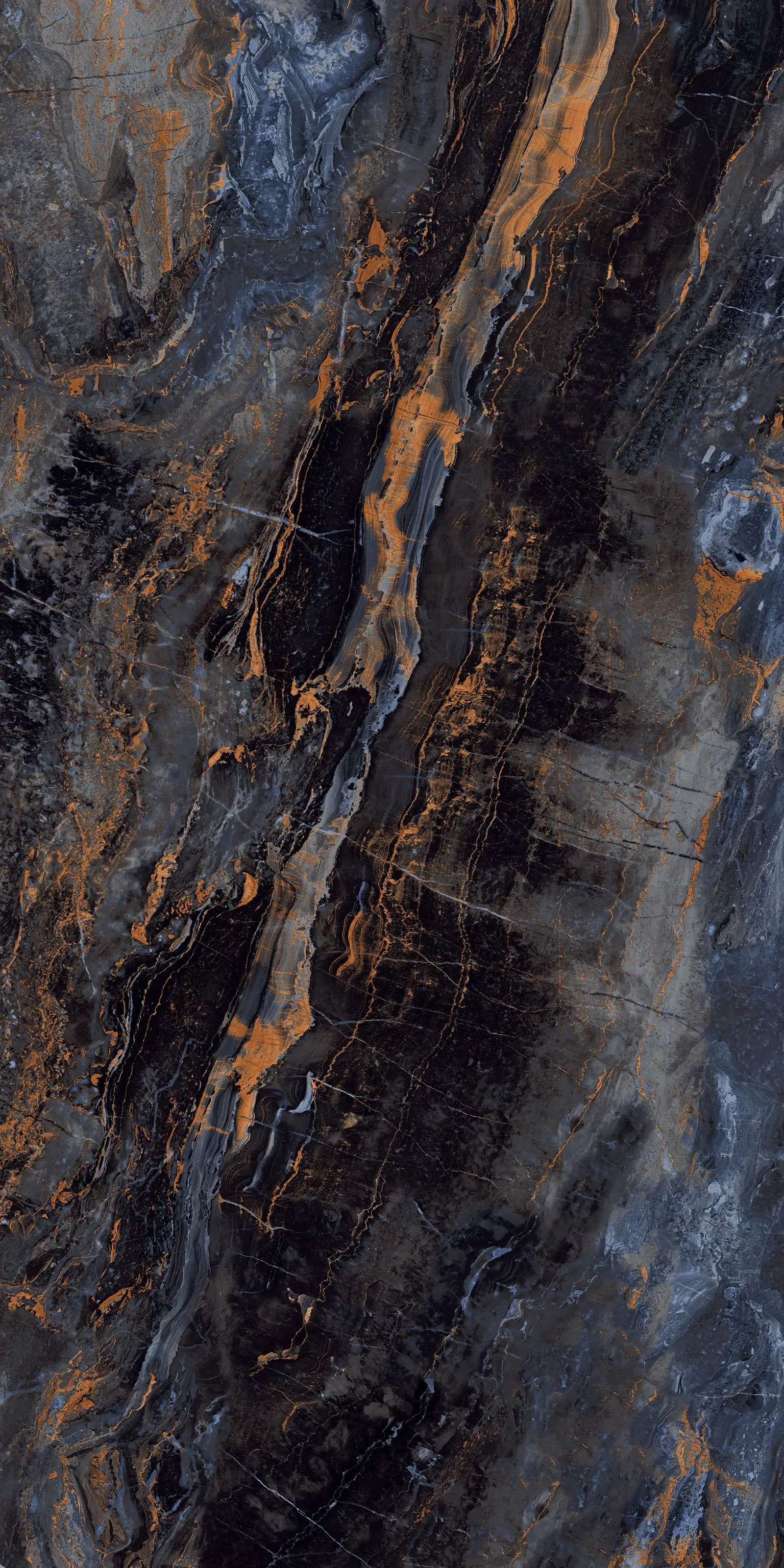 Abstract Textured Rock Pattern with Orange and Blue Accents
