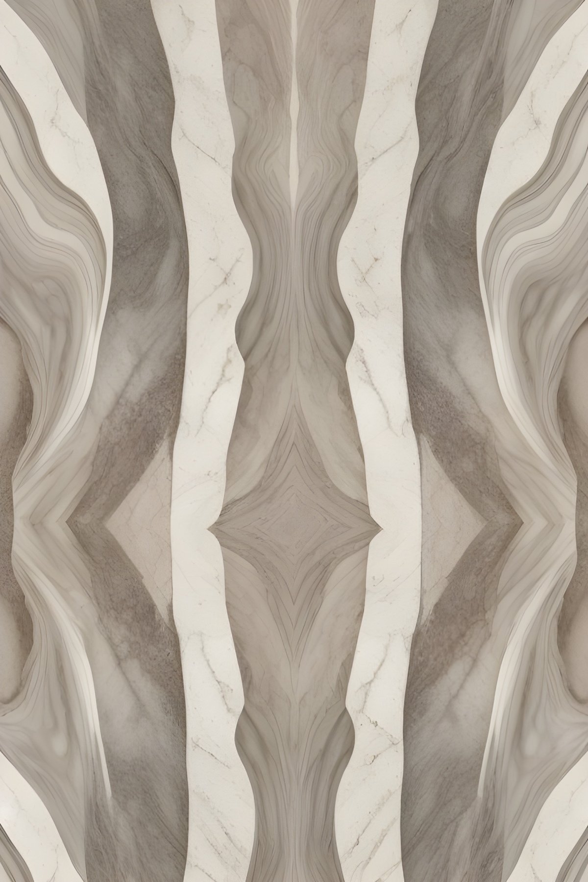 Abstract Wavy Grey Marble Bookmatch Pattern