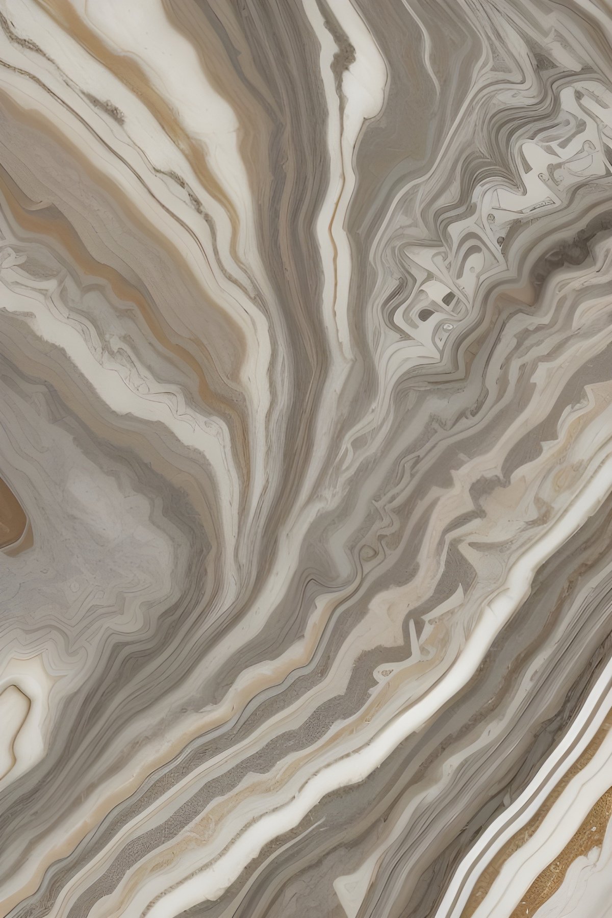 Abstract Wavy Grey Marble with Gold Streaks