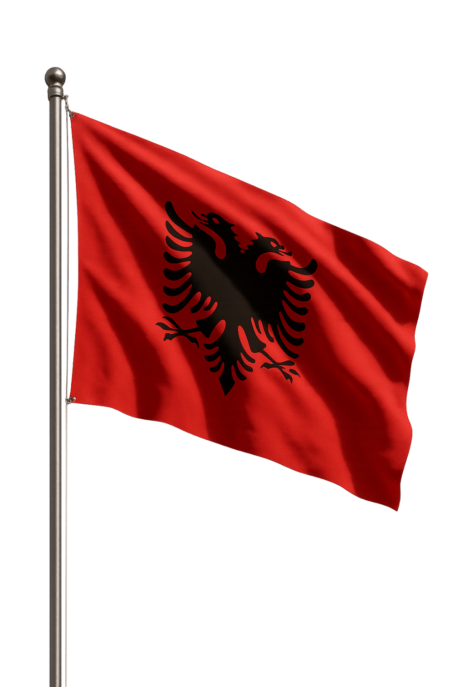Albania Flag Waving Pole Transparent Background