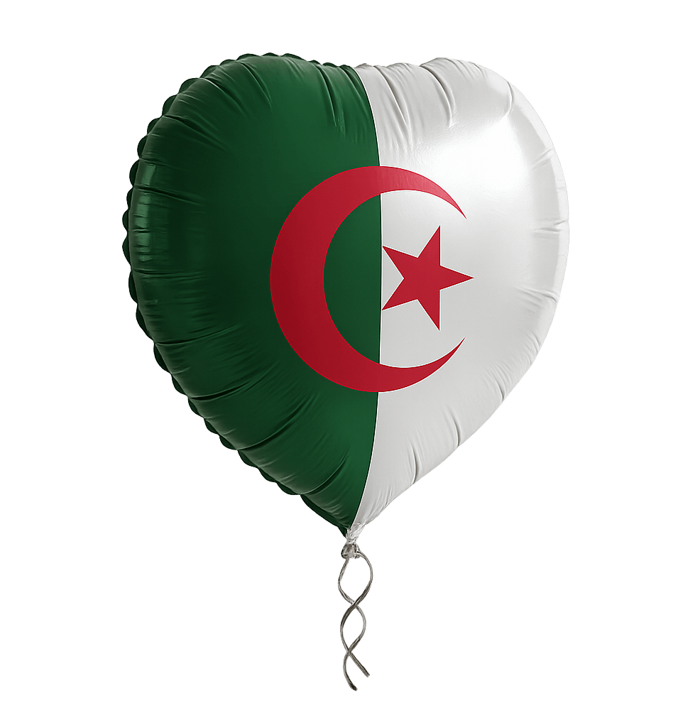 Algeria Heart Flag Balloon Transparent Background