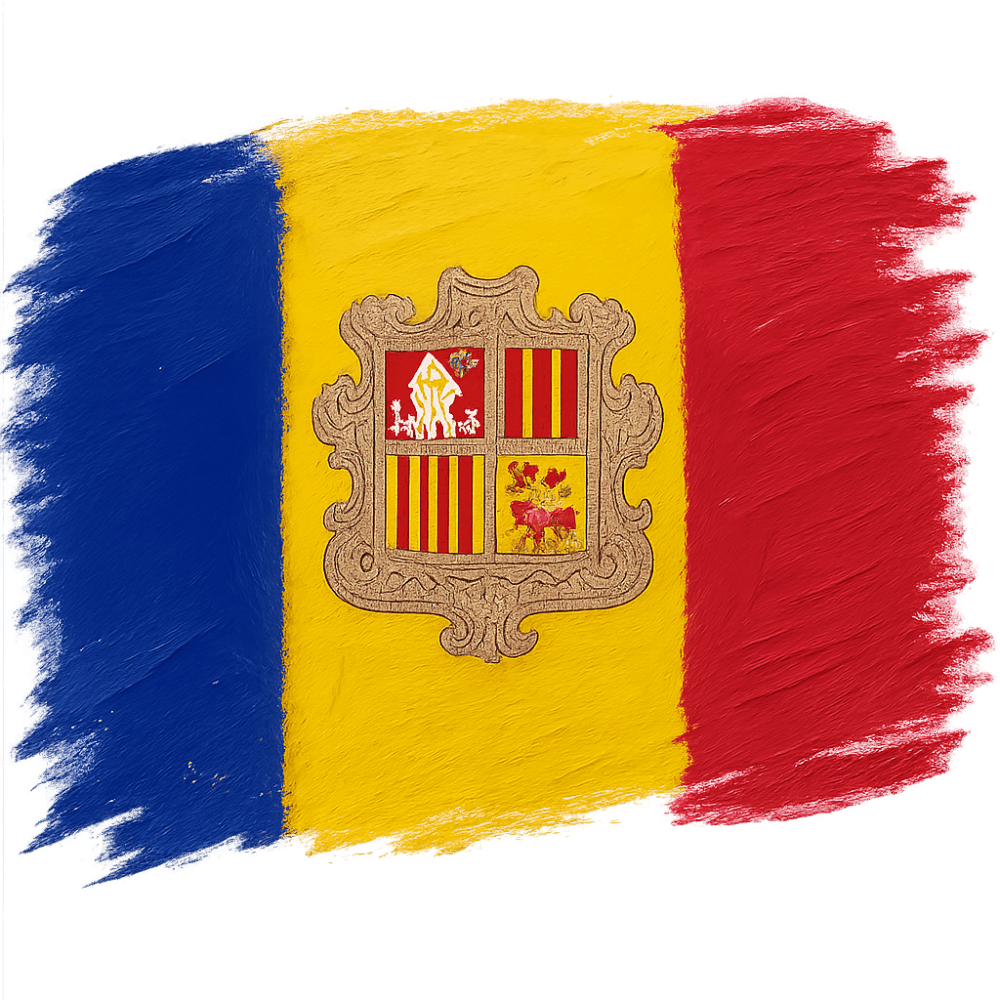Andorra Flag Brush Stroke Transparent Background Painted Art