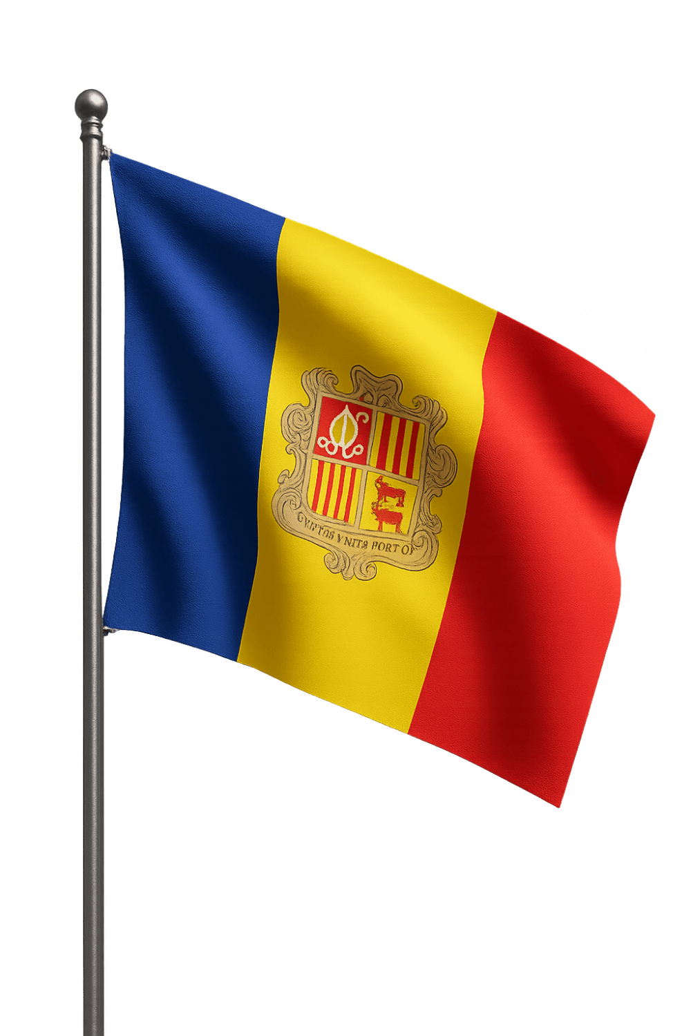Andorra Flag Waving Pole Transparent Background