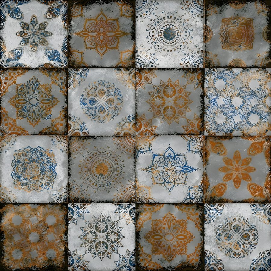 Antique Bohemian Mandala Patchwork Tile