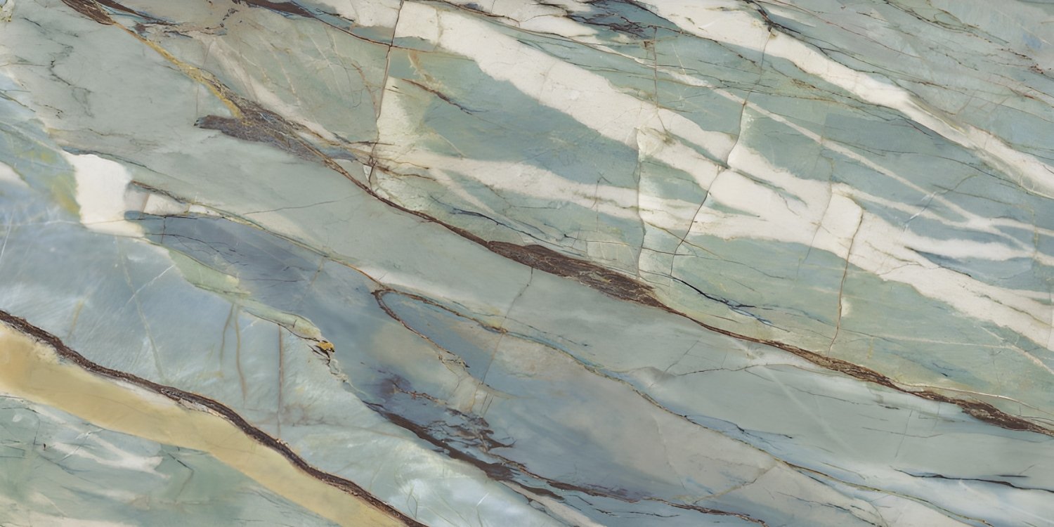 Aqua Blue Marble Flowing White Veins