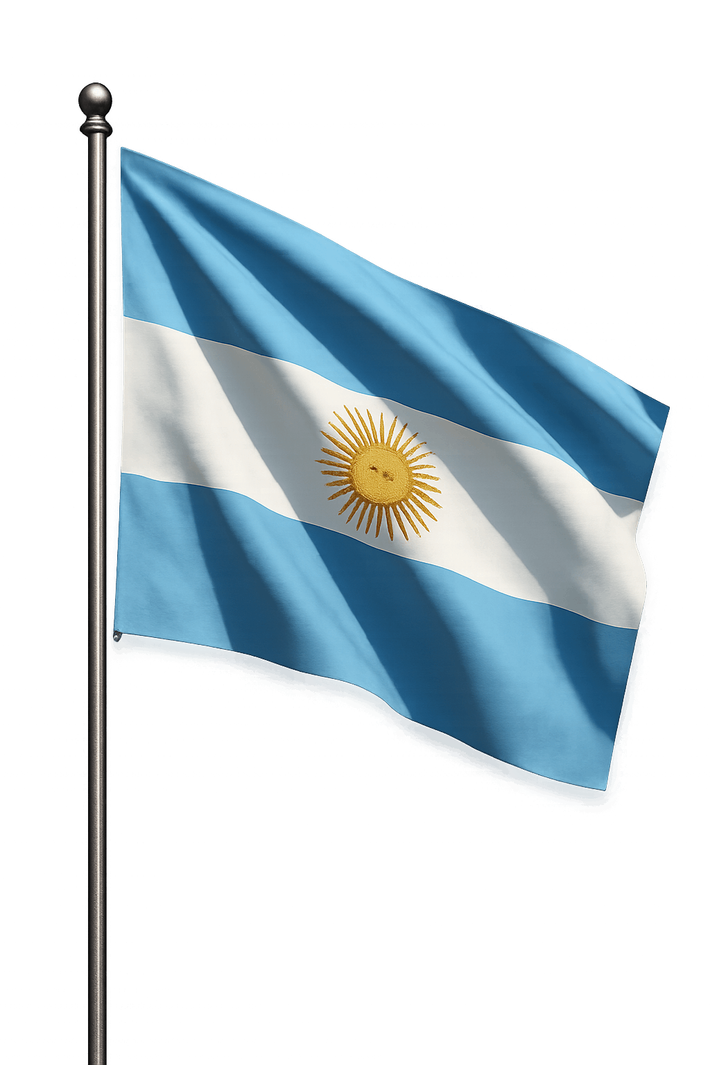 Argentina Flag on Pole transparent background