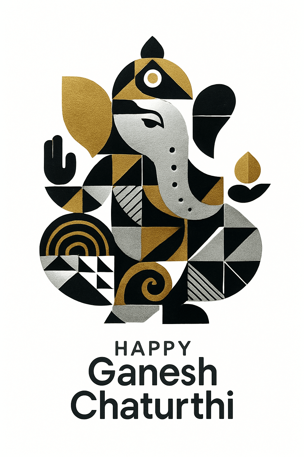 Artistic Illustration of Lord Ganesha in Geometric Style for Ganesh Chaturthi