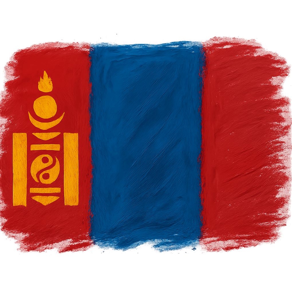 Artistic Painted Mongolian Flag on Transparent Background