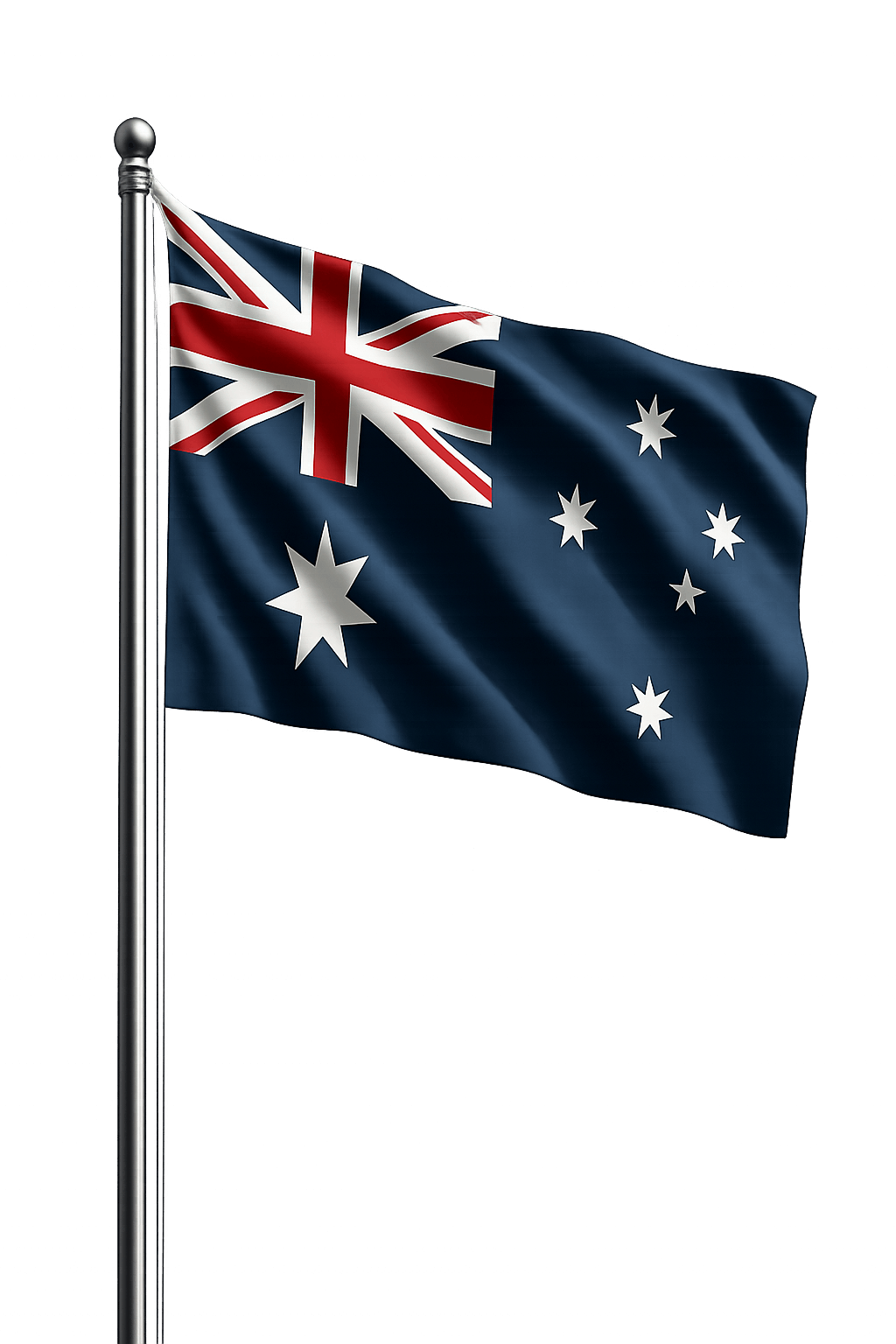 Australia Flag on Pole transparent background