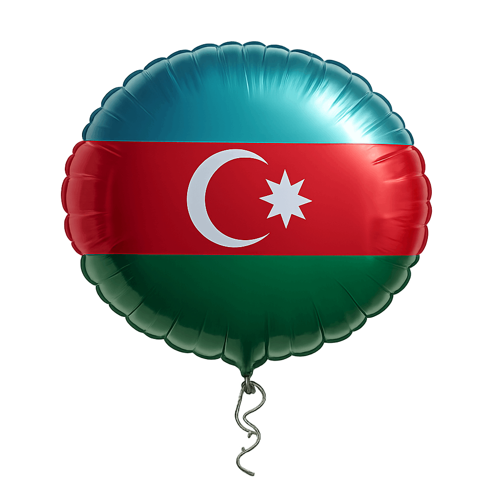 Azerbaijan Flag Circular Foil Balloon Transparent Background