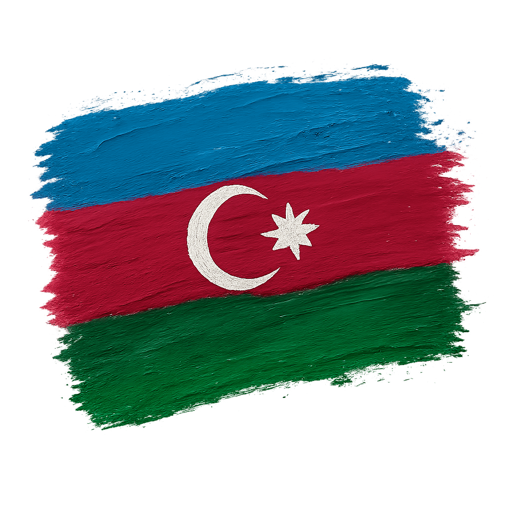 Azerbaijan Flag Painted Brushstroke Art Transparent Background