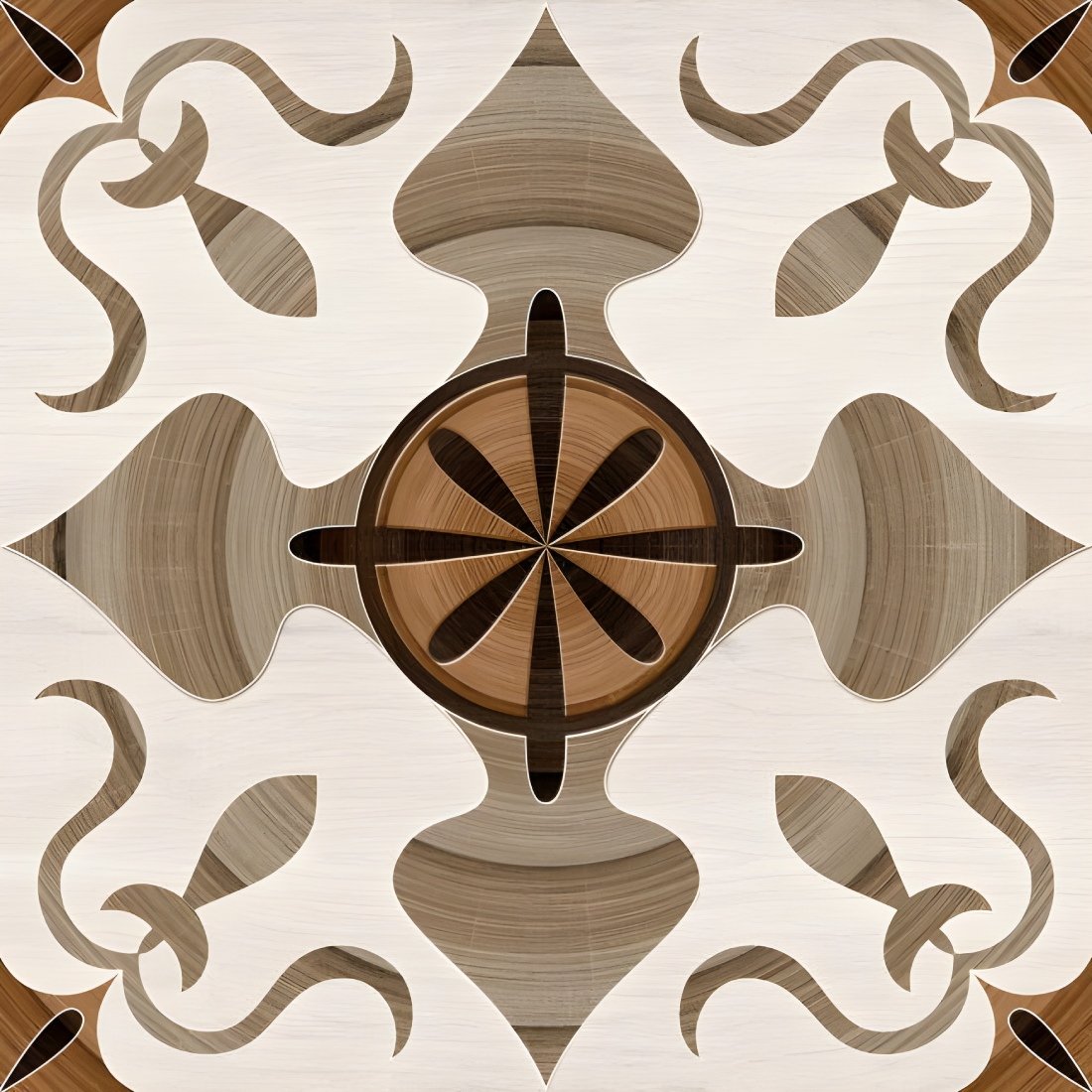 Baroque Swirl Decorative Wood Look Tile
