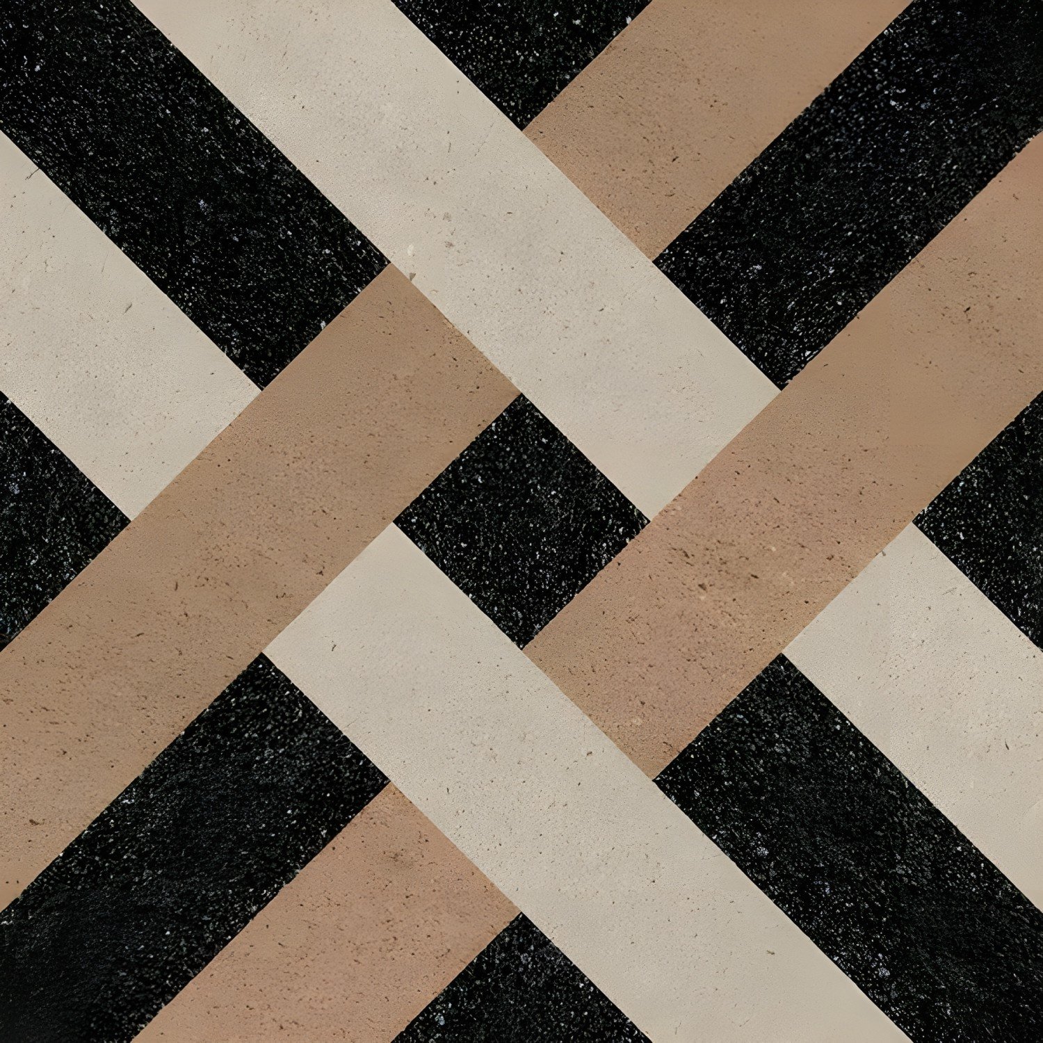 Basketweave Geometric Black and Beige Tile