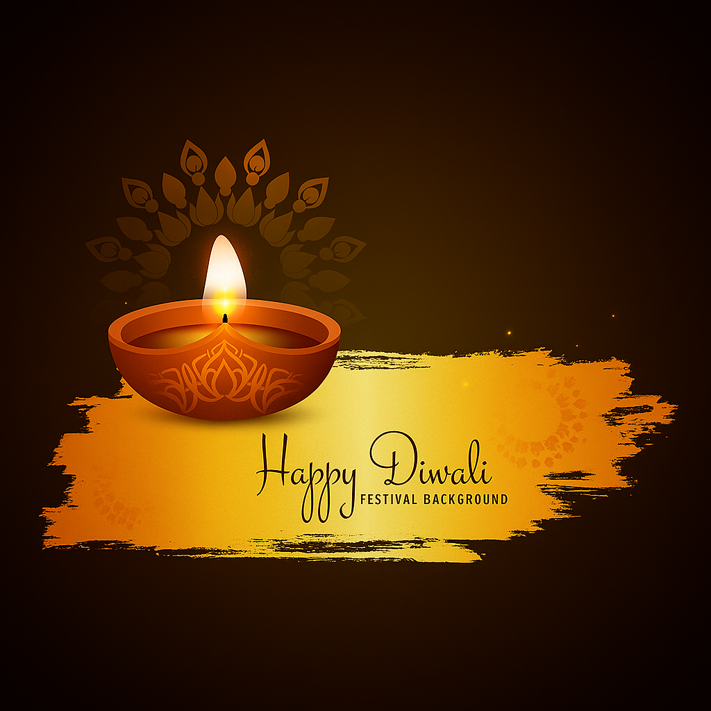 Beautiful Diwali Festival Candle with Decorative Background Design
