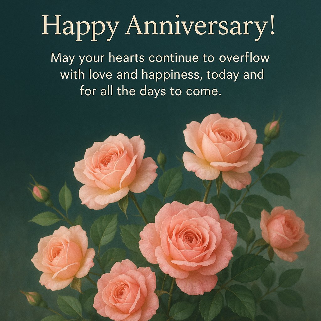 Beautiful Floral Anniversary Greeting Card with Delicate Pink Roses and Warm Wishes