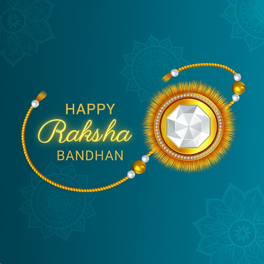 Beautiful Raksha Bandhan Celebration with Decorative Rakhi on Blue Background