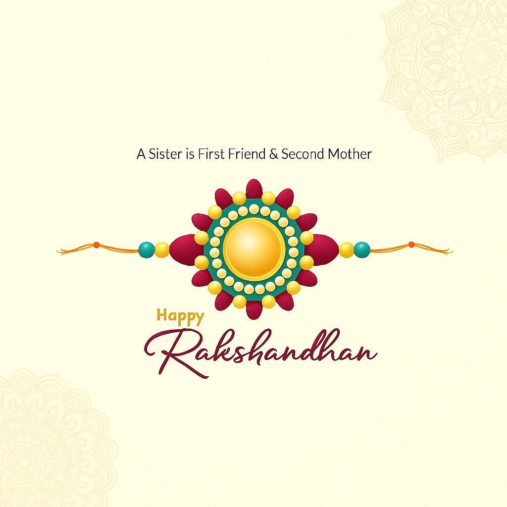 Beautiful Raksha Bandhan Greeting Card Featuring Decorative Rakhi and Heartfelt Message
