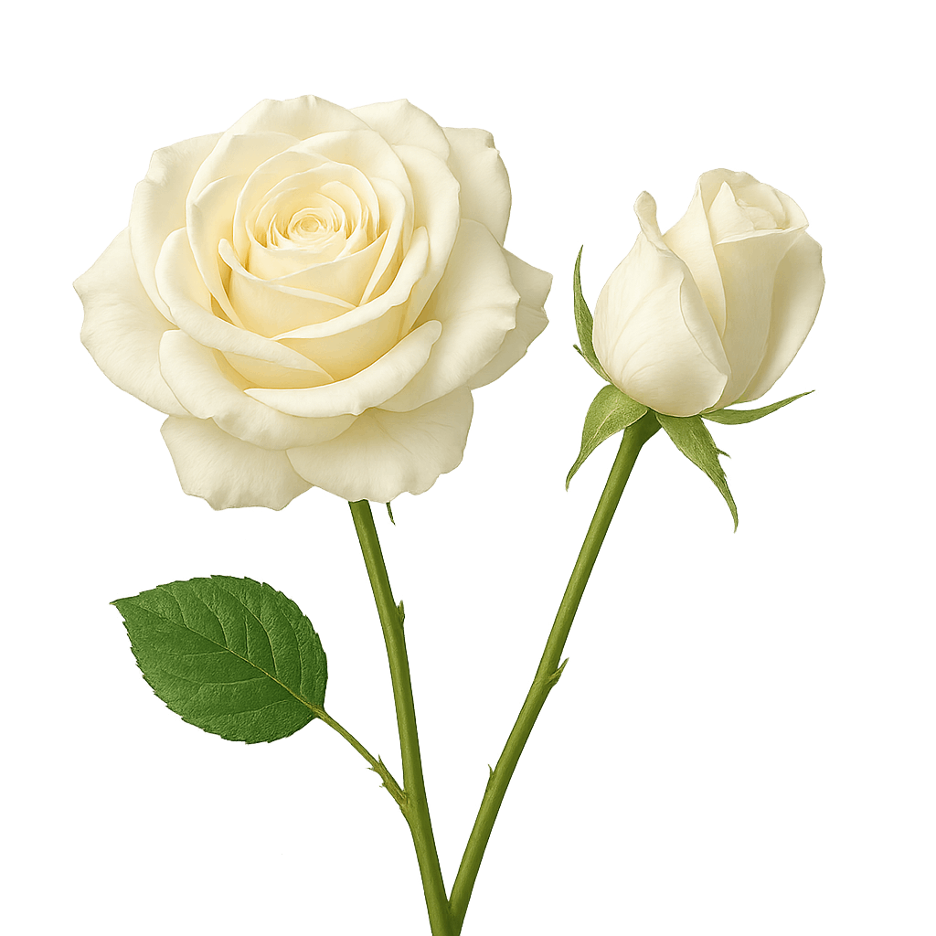 Beautiful White Rose with Small Bud