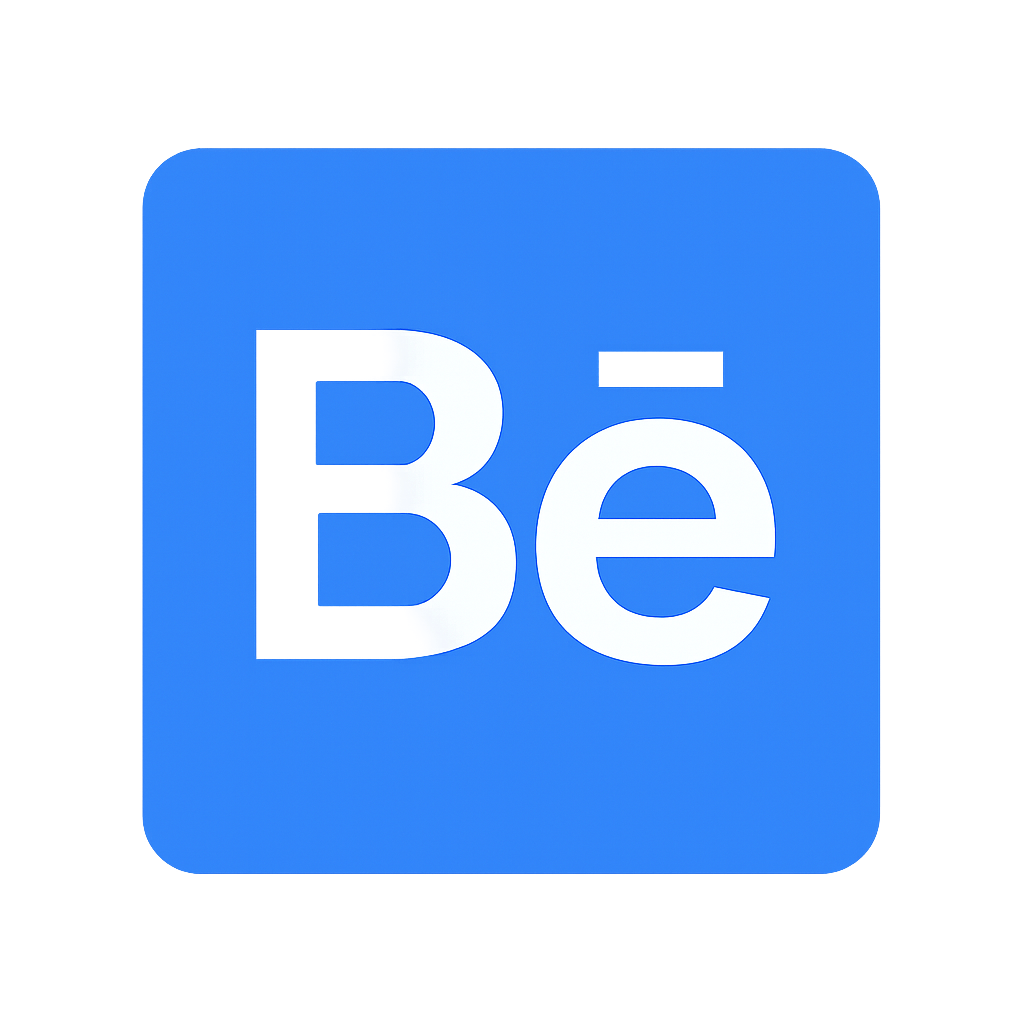 Behance "Be" Logo on Blue Square