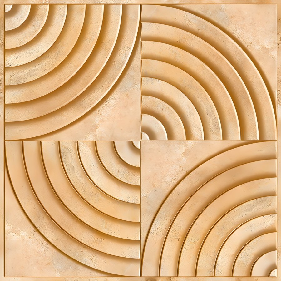 Beige Concentric Circle Carved Parking Tile