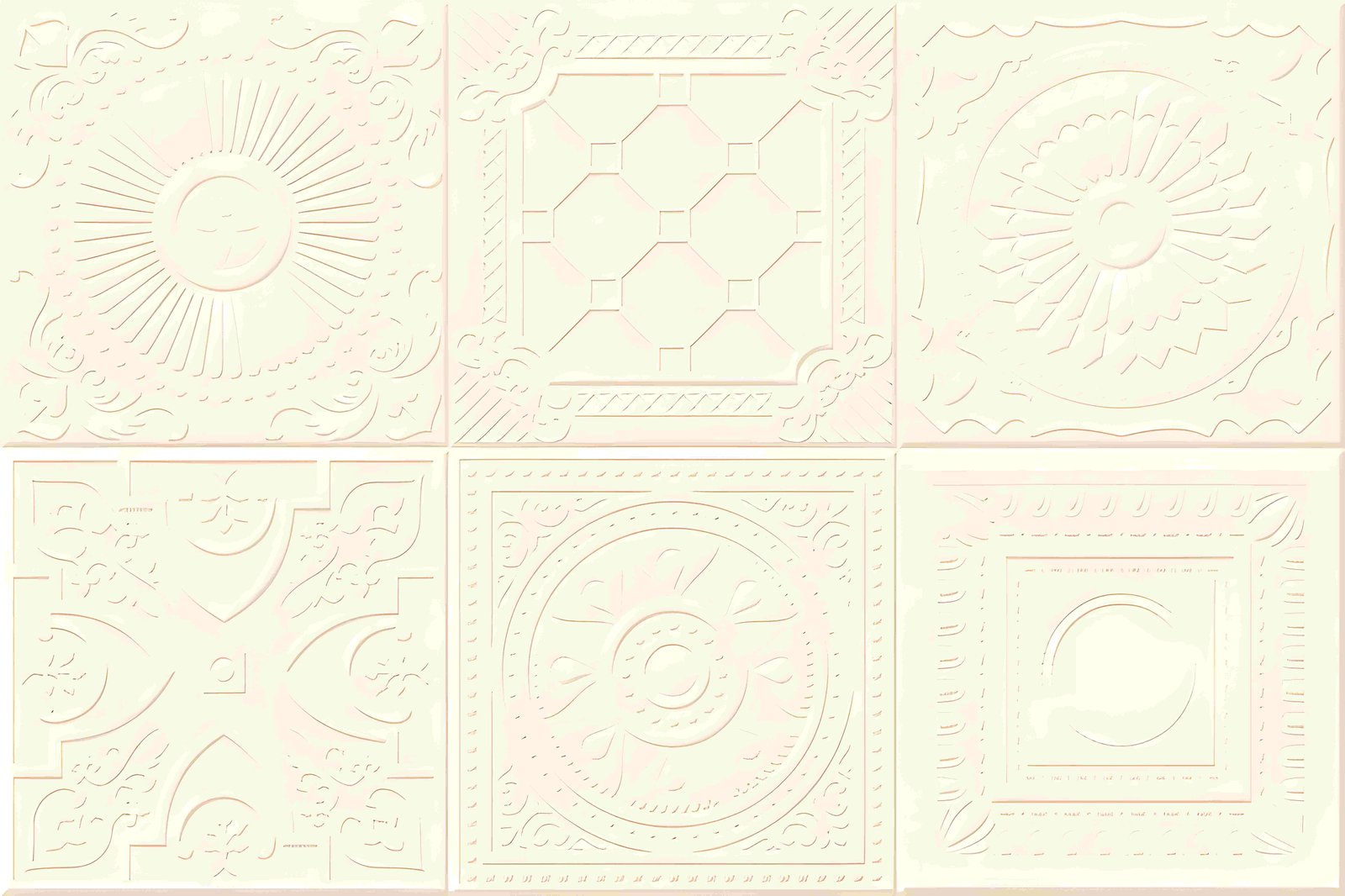 Beige Embossed Decorative Geometric Pattern Wall Tile