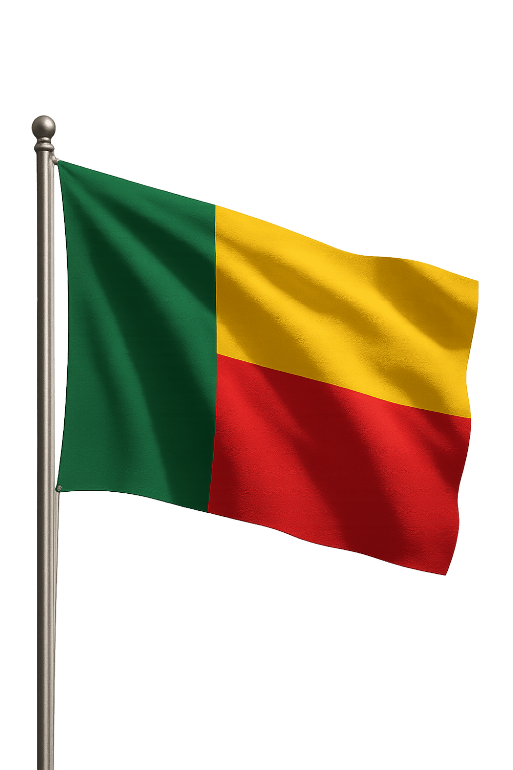 Benin Flag on Pole Flying transparent background