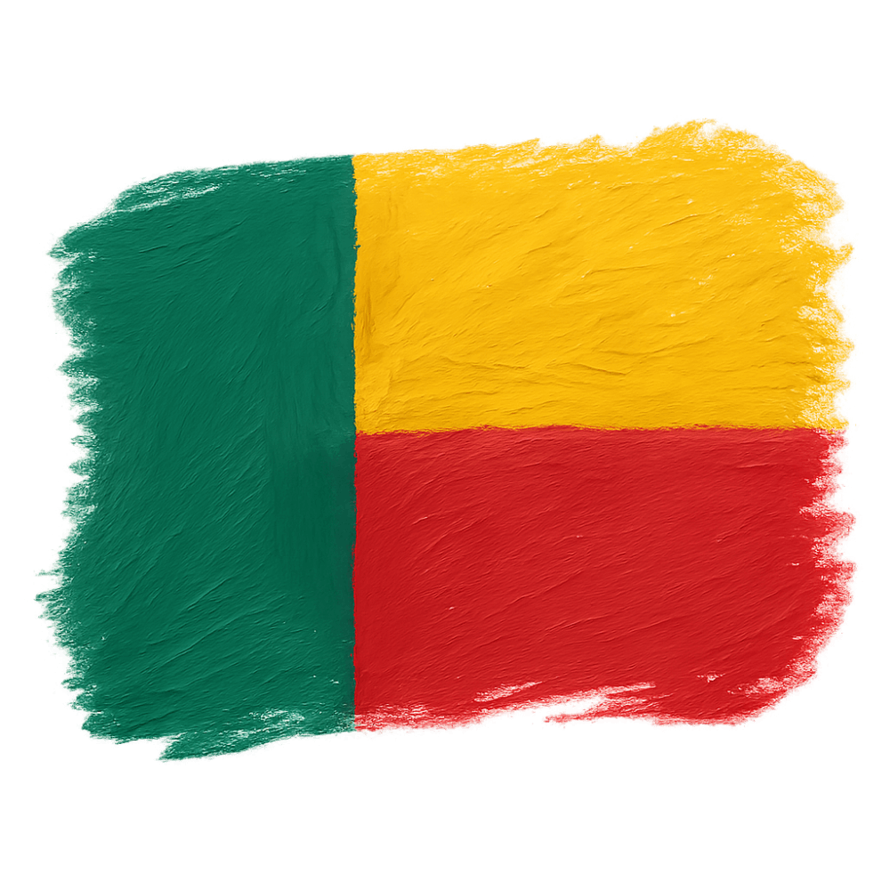 Benin Flag Painted Brushstroke Texture transparent background