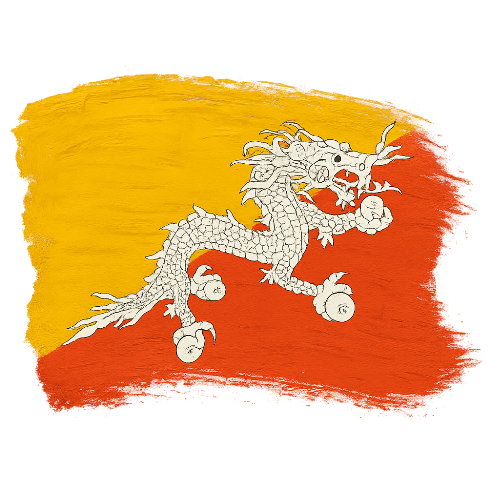 Bhutan Flag Painted Brushstroke Texture transparent background