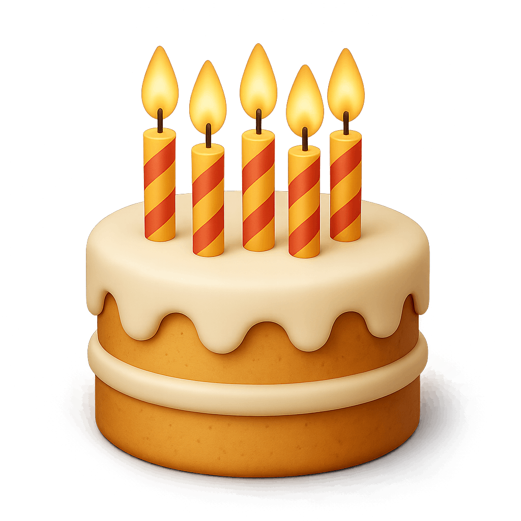 Birthday Cake with Candles on Transparent Background for Celebration Themes