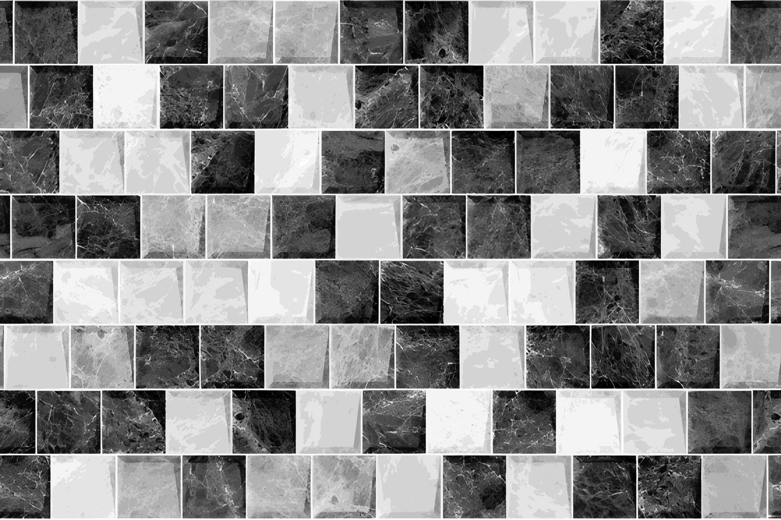 Black and White Marble Mosaic Wall Tile