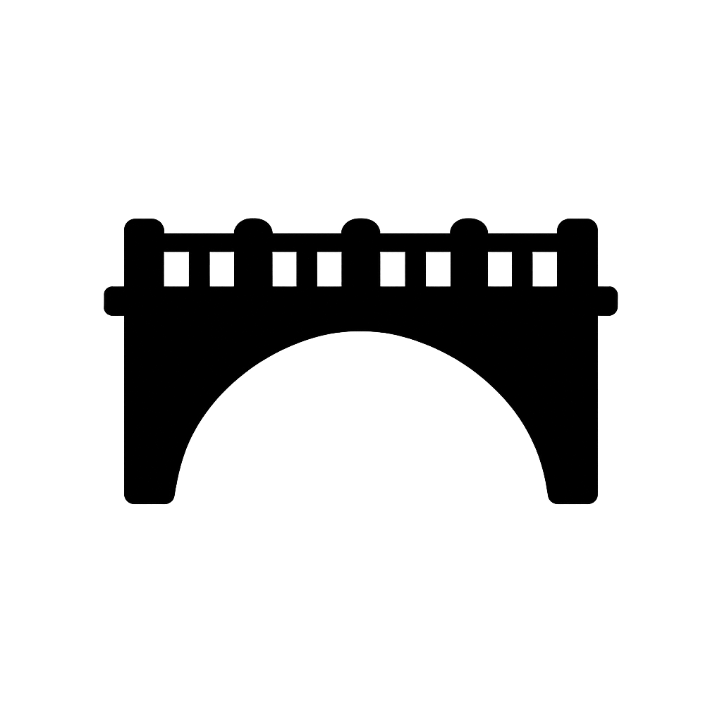 Black Arch Bridge Infrastructure Flat Icon