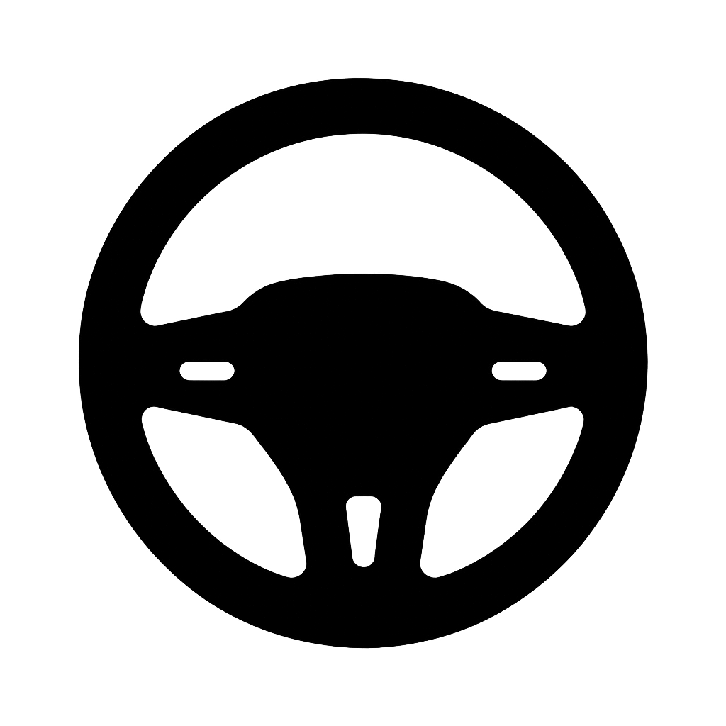 Black Car Steering Wheel Flat Icon