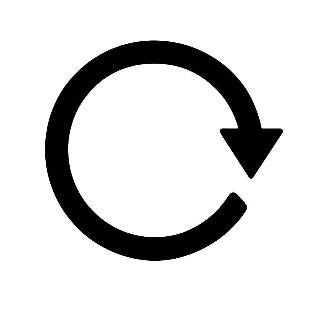 Black Circular Refresh Loop Arrow Icon