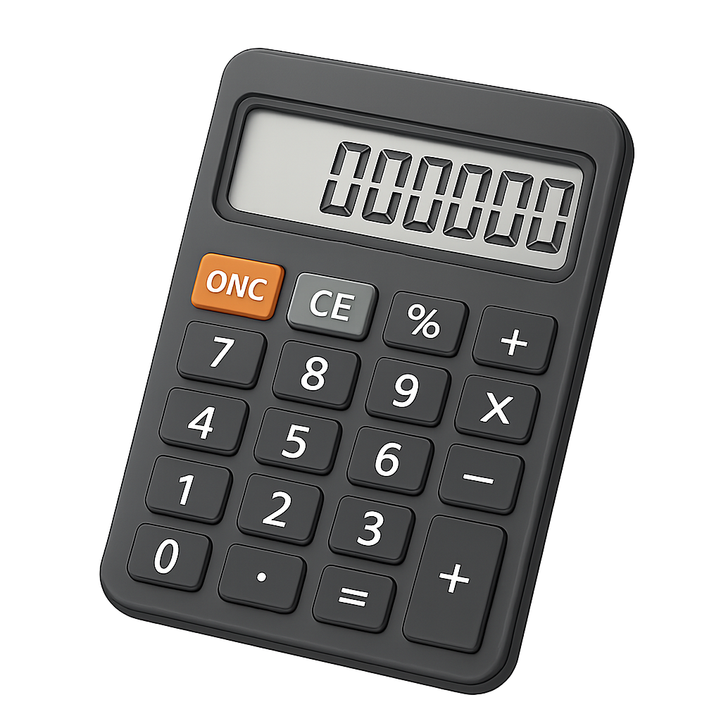 Black Digital Calculator Isolated on a Transparent Background