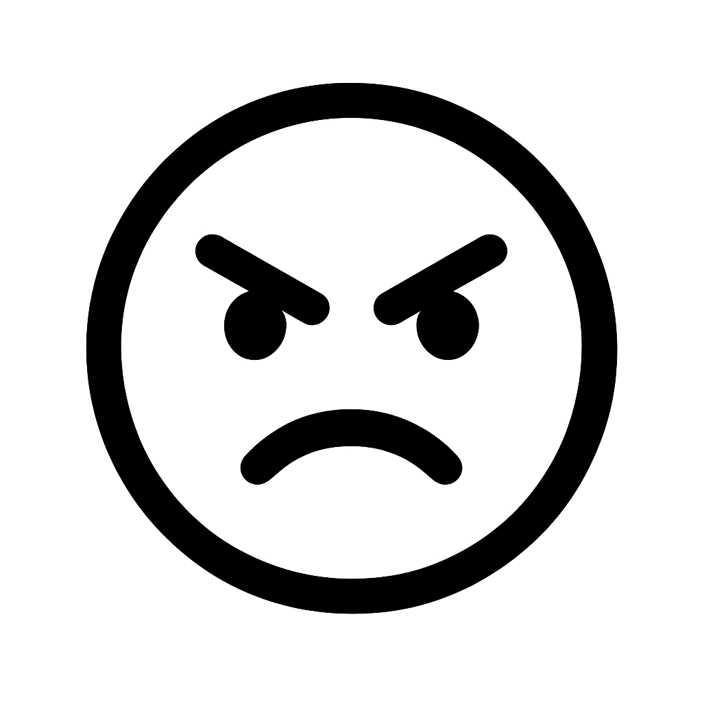 Black Flat Angry Face Icon