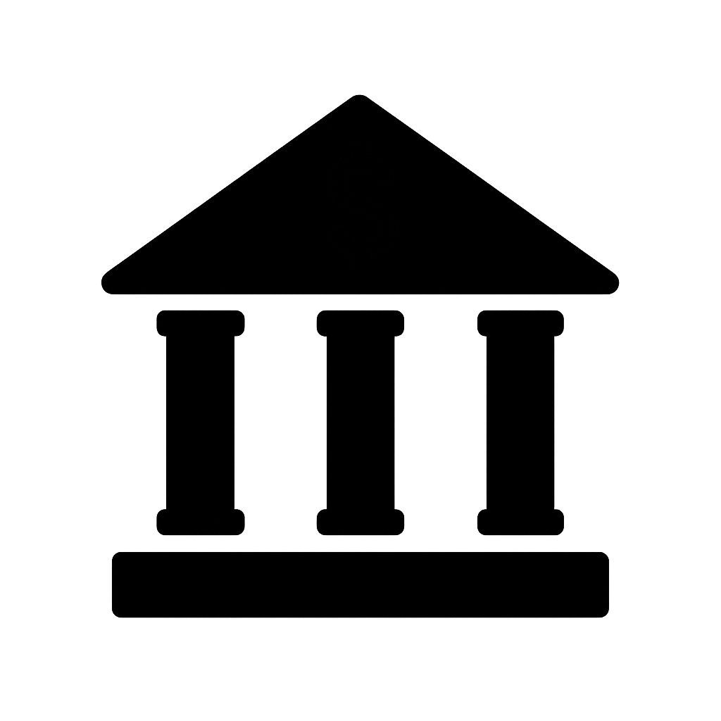 Black Flat Bank Building Icon