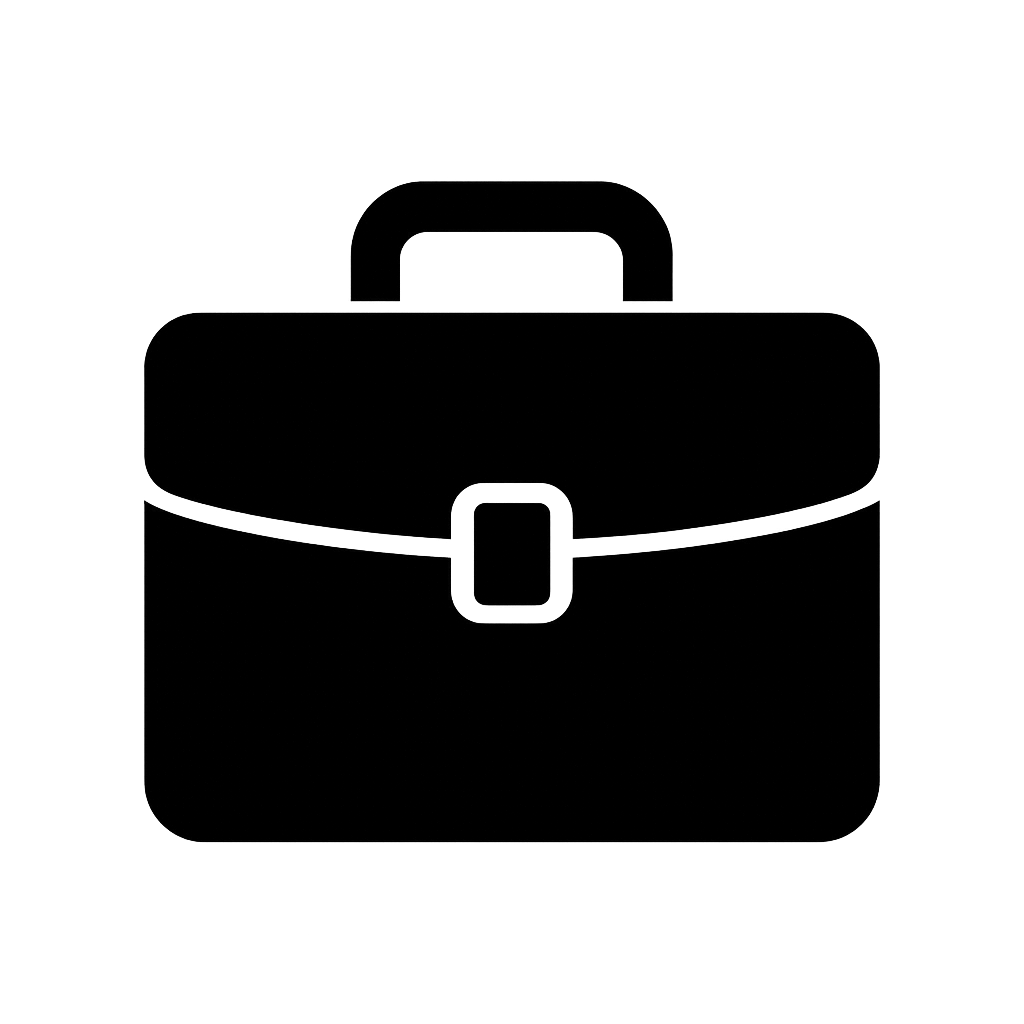 Black Flat Briefcase Icon