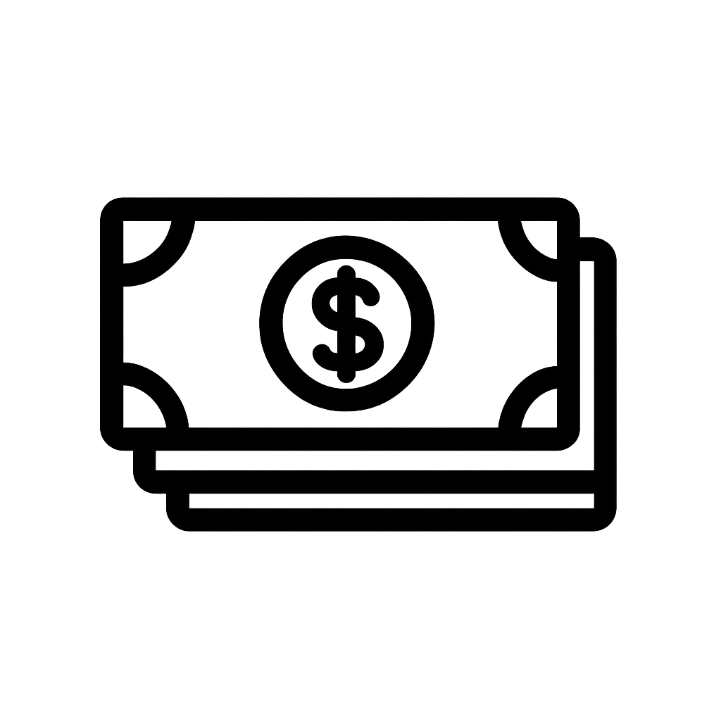 Black Flat Cash Stack Icon