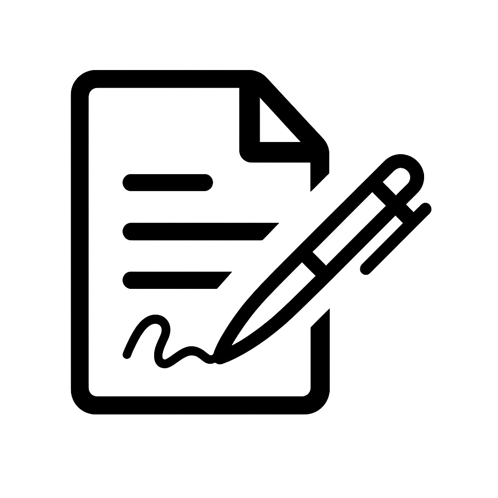 Black Flat Contract Document Icon