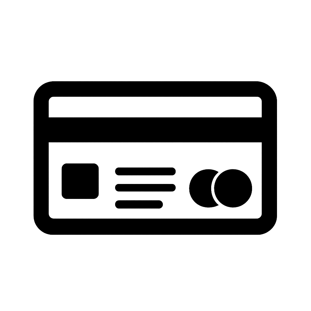 Black Flat Credit Card Icon